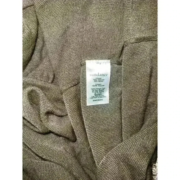 SUNDANCE $128 Nature’s Hue Olive Green Stretch Smocked Dress Size Petite Medium - Picture 7 of 8